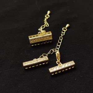 Zircon Bar Connector, 3 Holes, Silver Finish, 11x7 MM ,Sold By 1 Pair 
