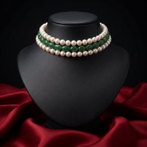 
Navrabeads Swarovski Replica Pearls with Quartz Beads Choker | Jewellery Styling Choker
