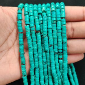 Navrabeads Turquoise Gemstone Rondelle Beads 2x4mm | 15 Inches Strand | Approx. 155–157 Beads | Gemstone Beads for Jewellery Making