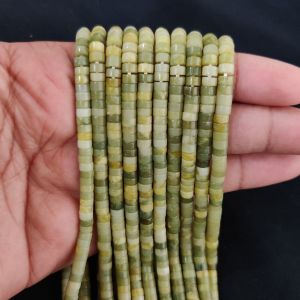 Navrabeads Peridot Gemstone Rondelle Beads 2x4mm | 15 Inches Strand | Approx. 155–157 Beads | Gemstone Beads for Jewellery Making