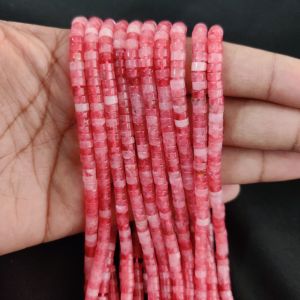 Navrabeads Pink Rhodonite Gemstone Rondelle Beads 2x4mm | 15 Inches Strand | Approx. 155–157 Beads | Gemstone Beads for Jewellery Making