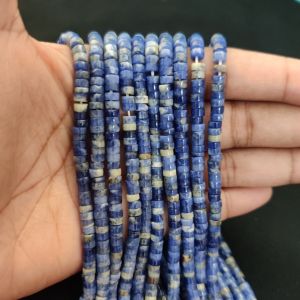Navrabeads Lapis Lazuli Gemstone Rondelle Beads 2x4mm | 15 Inches Strand | Approx. 155–157 Beads | Gemstone Beads for Jewellery Making