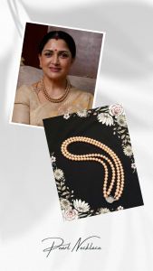  Kushboo : 2 Layer Swarovski replica peach COLOR Pearl Necklace with Zircon Magnetic sliver Clasp – KUSHBOO-Inspired Elegance