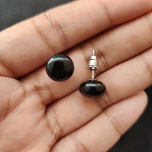 Navrabeads Black Onyx Gemstone Stud Earrings for Women & Girls