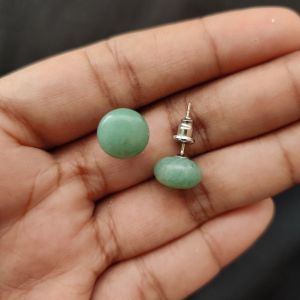 Navrabeads Green Aventurine Gemstone Stud Earrings for Women & Girls