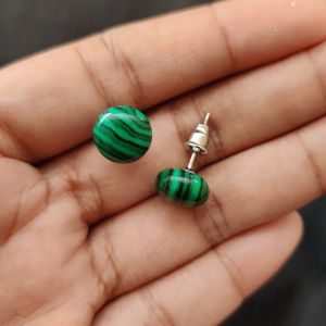 Navrabeads Malachite Gemstone Stud Earrings for Women & Girls