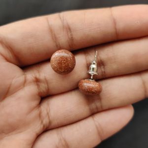 Navrabeads Sandstone Gemstone Stud Earrings for Women & Girls