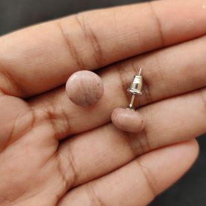 Navrabeads Pink Rhodonite Gemstone Stud Earrings for Women & Girls