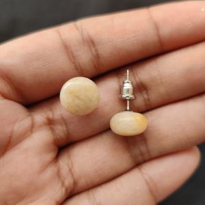 Navrabeads Yellow Calcite Gemstone Stud Earrings for Women & Girls
