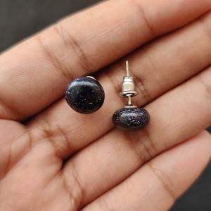 Navrabeads Blue Sandstone Gemstone Stud Earrings for Women & Girls
