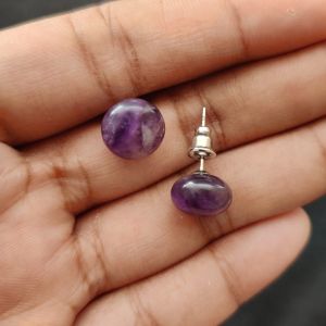 Navrabeads Amethyst Gemstone Stud Earrings for Women & Girls
