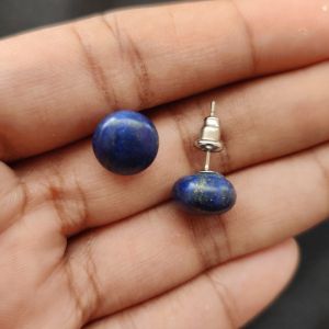 Navrabeads Lapis Lazuli Gemstone Stud Earrings for Women & Girls