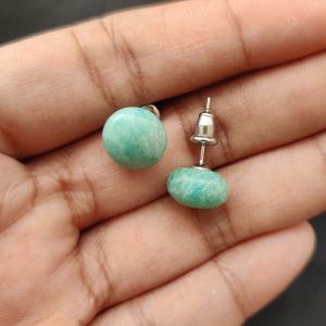Navrabeads Amazonite Gemstone Stud Earrings for Women & Girls