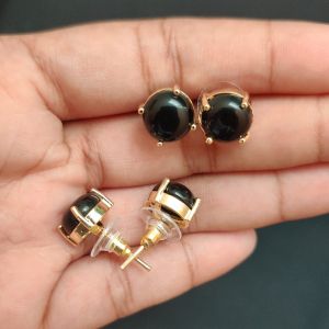 Navrabeads AD Round Earrings Black | Elegant Round Earrings for Women & Girls | 1 Pair