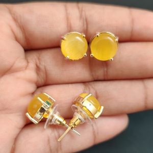Navrabeads AD Round Earrings Yellow | Elegant Round Earrings for Women & Girls | 1 Pair