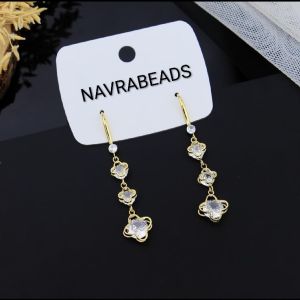 Navrabeads American Diamond Long Dangler Earrings | Elegant Statement Fashion Jewellery for Women & Girls