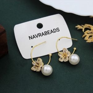 Navrabeads American Diamond Earrings with Pearl | Elegant Dangler Fashion Jewellery for Women & Girls