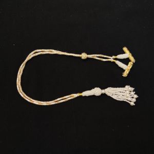 Navrabeads Handmade Cream & Yellow Dori for 7 Layer Necklaces with Bead Tassels | Adjustable Jewellery Cord | 1 Piece