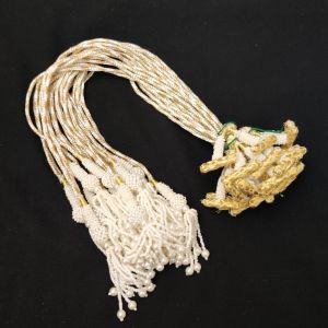 Navrabeads Handmade Cream & Yellow Dori for 7 Layer Necklaces with Bead Tassels | Adjustable Jewellery Cord | 1 Piece