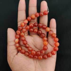 Navrabeads Brick Red Lace Agate Beads 8mm Round for Jewellery Making | 15-Inch String Approx 44-48 Pieces
