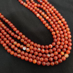 Navrabeads Brick Red Lace Agate Beads 8mm Round for Jewellery Making | 15-Inch String Approx 44-48 Pieces