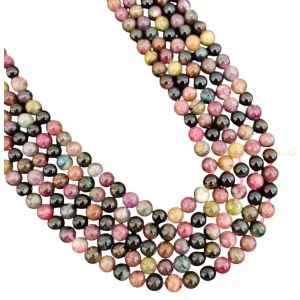 Natural Gemstone Beads, 8mm, Round, Multi Tourmaline