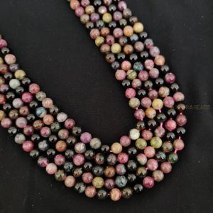 Natural Gemstone Beads, 8mm, Round, Multi Tourmaline
