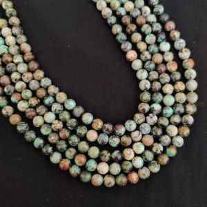 Navrabeads African Turquoise Stone Beads 8mm – 14 Inch String | Approx. 43–47 Beads for Jewellery Making