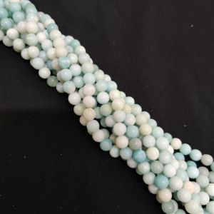 Navrabeads Amazonite Gemstone Beads 8mm Round for Jewellery Making | Natural Stone Beads for DIY Crafts, Bracelets, Necklaces & Earrings | 14 Inch String (45–48 Beads)