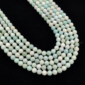 Navrabeads Amazonite Gemstone Beads 8mm Round for Jewellery Making | Natural Stone Beads for DIY Crafts, Bracelets, Necklaces & Earrings | 14 Inch String (45–48 Beads)