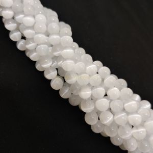 Navrabeads Selenite Stone Beads 8mm – 15 Inch String | Approx. 44–48 Beads for Jewellery Making