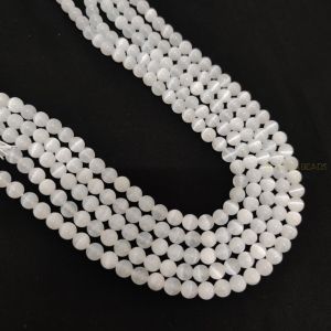 Navrabeads Selenite Stone Beads 8mm – 15 Inch String | Approx. 44–48 Beads for Jewellery Making