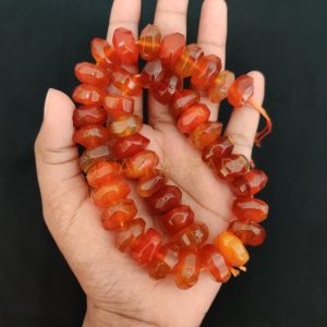 Natural Agate Rondelle/Disc Shape - Orange