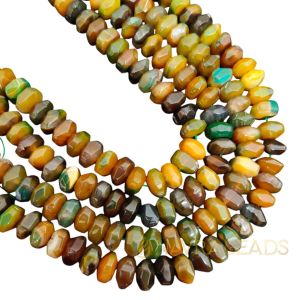 Natural Agate Rondelle/Disc Shape - Green Double shade