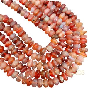 Natural Agate Rondelle/Disc Shape - Peachish orange (double shade)
