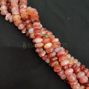 Natural Agate Rondelle/Disc Shape - Peachish orange (double shade)