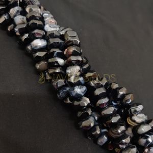 Natural Agate Rondelle/Disc Shape - Black 