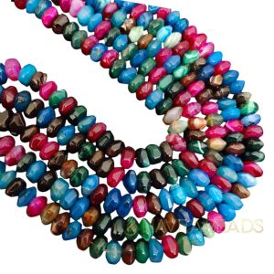 Natural Agate Rondelle/Disc Shape-Multicolor