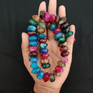 Natural Agate Rondelle/Disc Shape-Multicolor