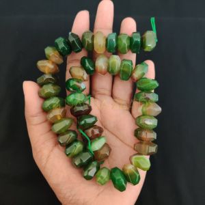 Natural Agate Rondelle/Disc Shape, Green Double shade