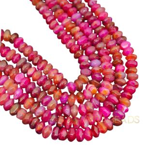 Natural Agate Rondelle/Disc Shape -Pink