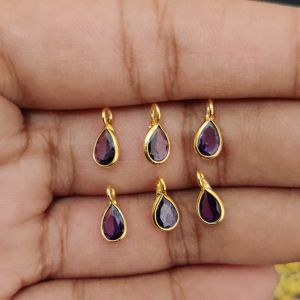 Polki Drops Purple – Pack of 10 Pieces | Sparkling Jewellery Making Charms for Earrings, Necklaces & DIY Crafts
