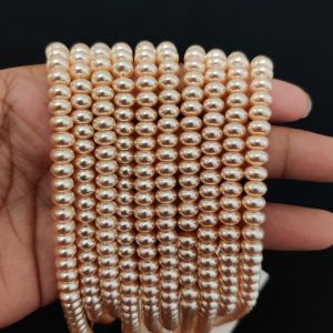 Navrabeads Shell Pearl Beads Button Shape 5x6mm | 15 Inch String Approx. 87 Pearls for Jewellery Making