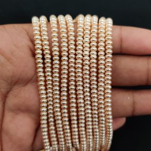Navrabeads Shell Pearl Beads Button Shape 5x6mm | 15 Inch String Approx. 87 Pearls for Jewellery Making