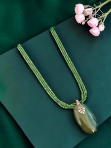 Navrabeads Lace Agate Pendant Necklace with CZ Beads | 22 Inches | Elegant Fashion Jewellery for Women