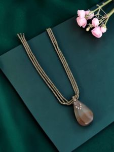 Navrabeads Lace Agate Pendant Necklace with CZ Beads | 22 Inches | Elegant Fashion Jewellery for Women