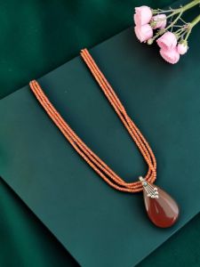 Navrabeads Lace Agate Pendant Necklace with CZ Beads | 22 Inches | Elegant Fashion Jewellery for Women