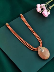 Navrabeads Lace Agate Pendant Necklace with CZ Beads | 22 Inches | Elegant Fashion Jewellery for Women