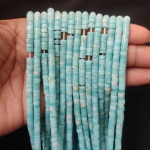 Navrabeads Amazonite Gemstone Rondelle Beads 2x4mm | 15 Inches Strand | Approx. 155–157 Beads |Gemstone Beads Jewellery Making Beads