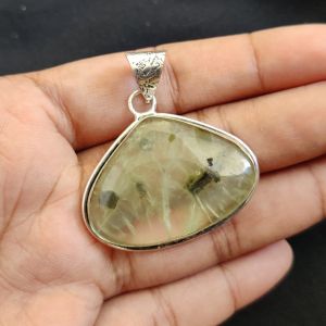 Amazonite Pendant, Gemstone Pendant, 1.5", Silver finish